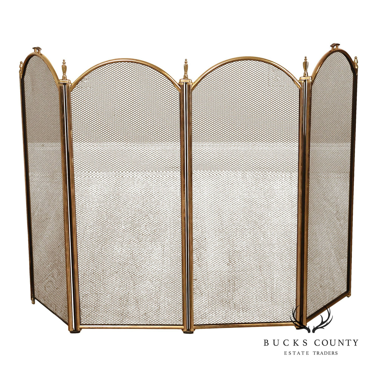 Traditional Four-Panel Arched Fireplace Screen