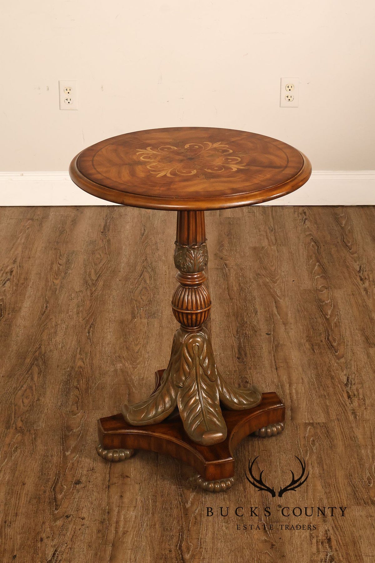 Maitland-Smith Empire Style Pair of Pedestal Side Tables