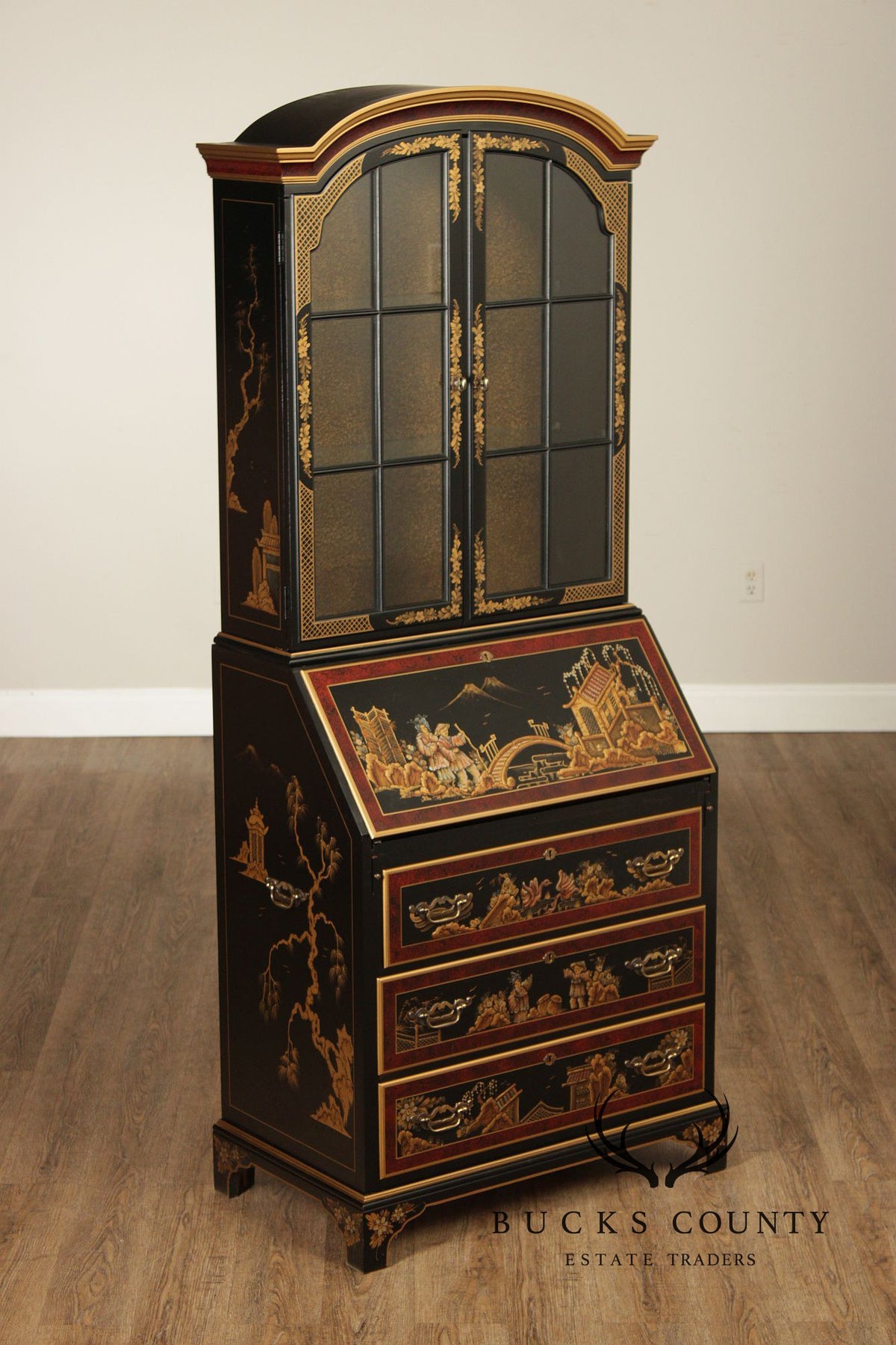 Maddox Colonial Hand Painted Chinoiserie Secretary Desk