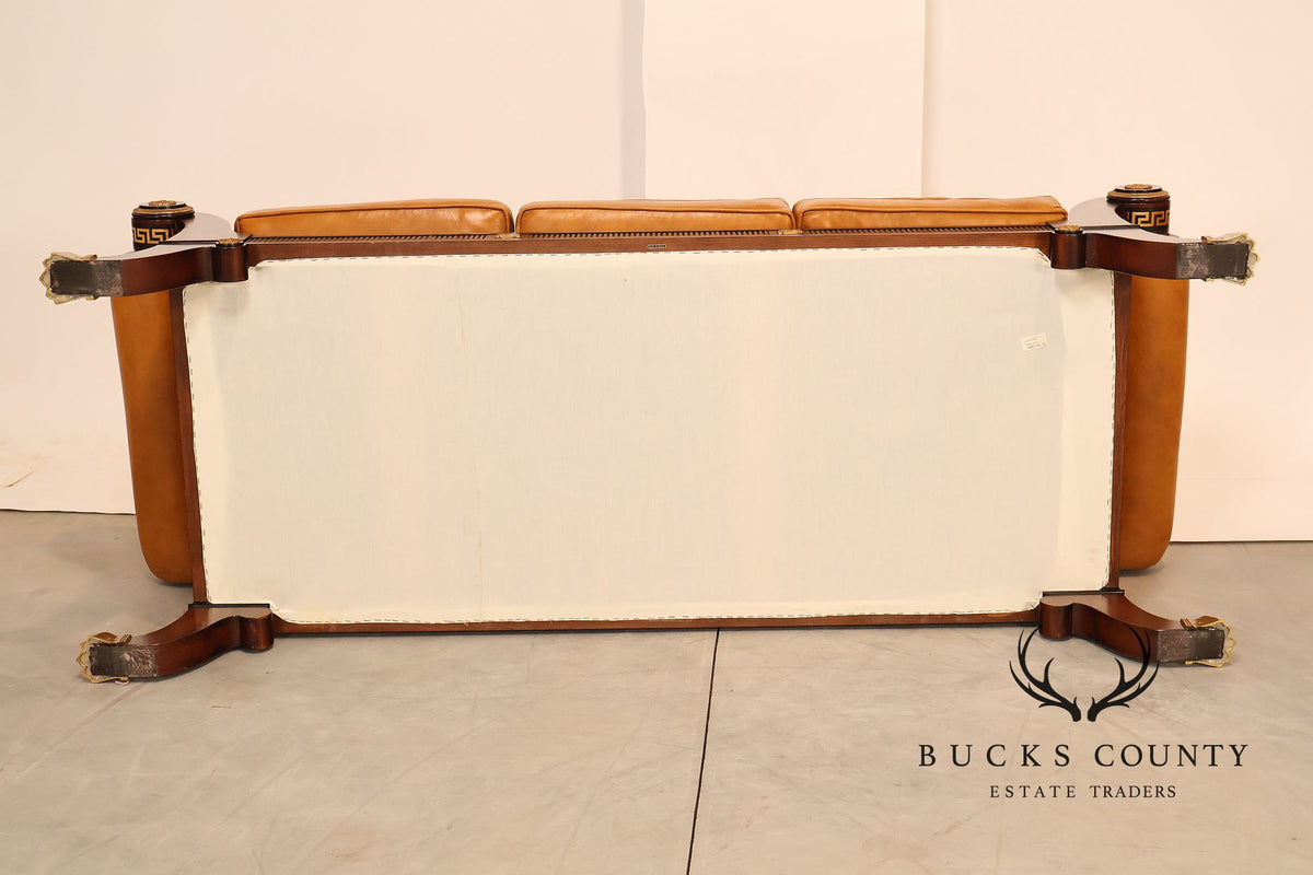 Empire Style Sofa Mahogany And Leather Sofa With Gilt Bronze Mounts