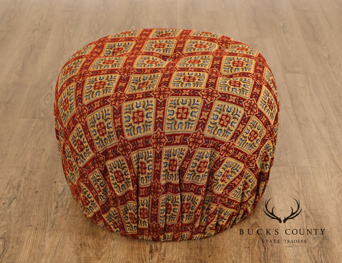 Moroccan Style Upholstered Pouf Ottoman