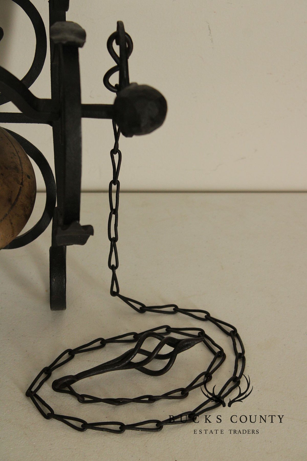 Antique Wrought Iron and Brass Wall-Mounted Bell