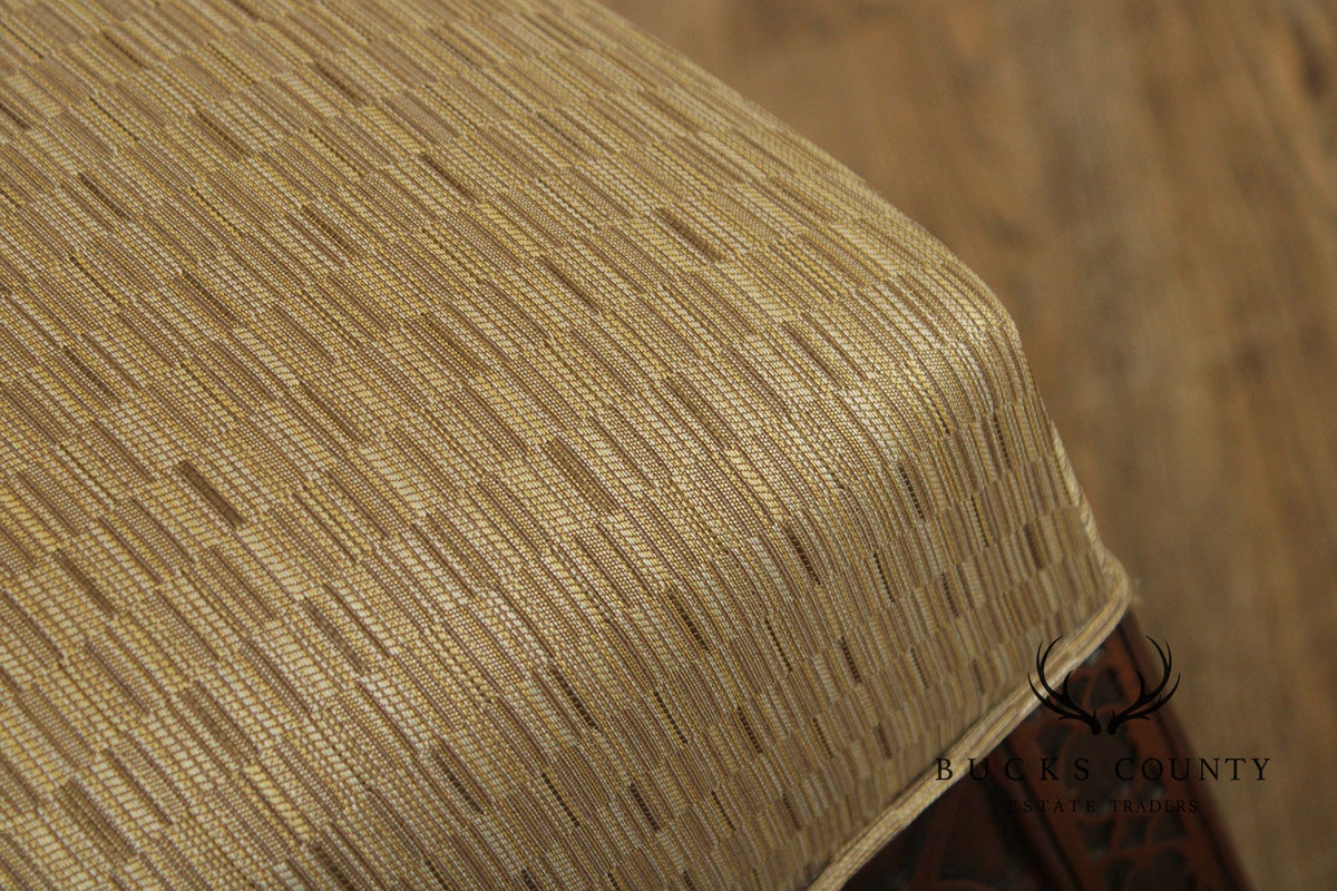 Chinese Chippendale Style Pair of Mahogany Stools