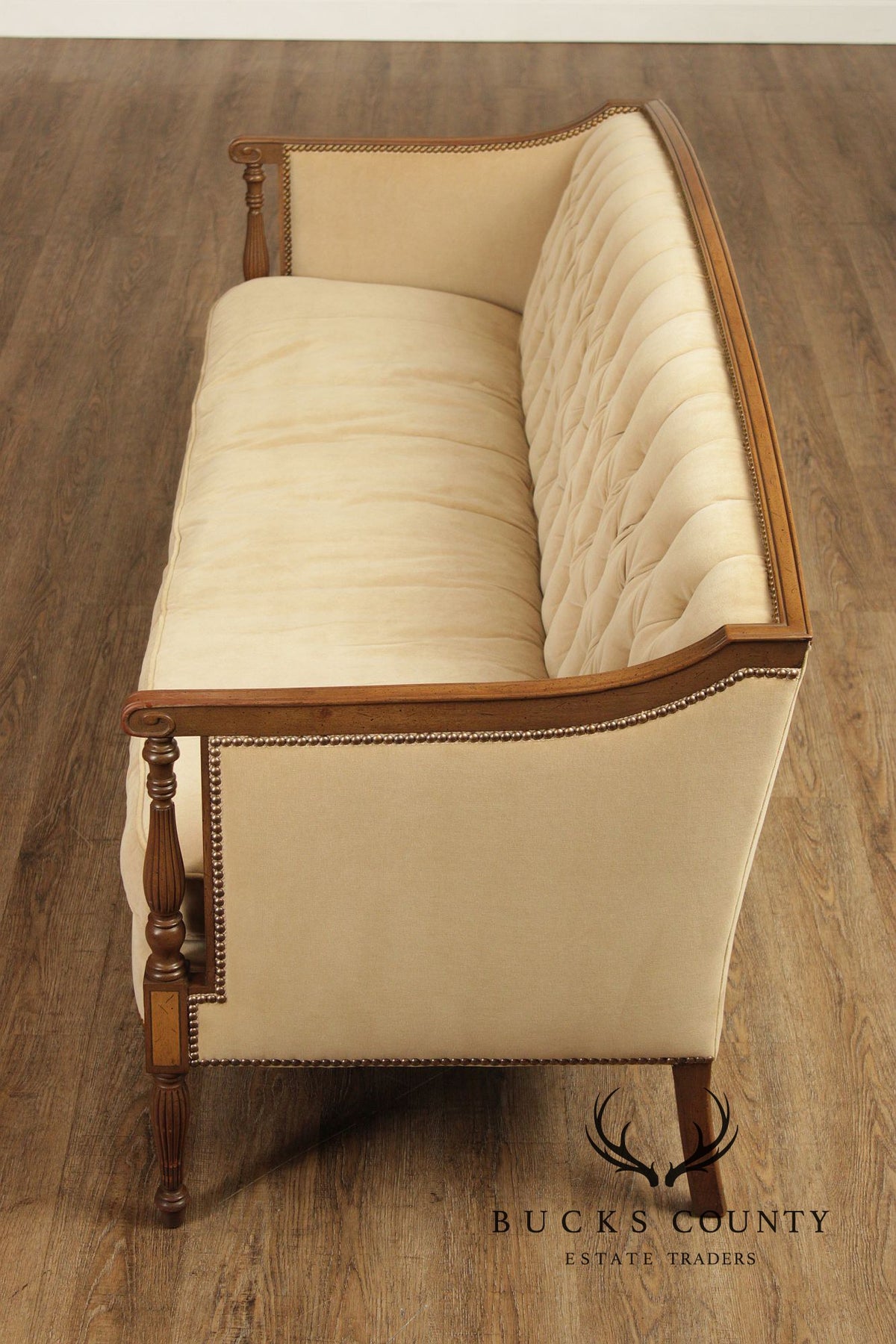 Sheraton Style Vintage Mahogany Tufted Sofa