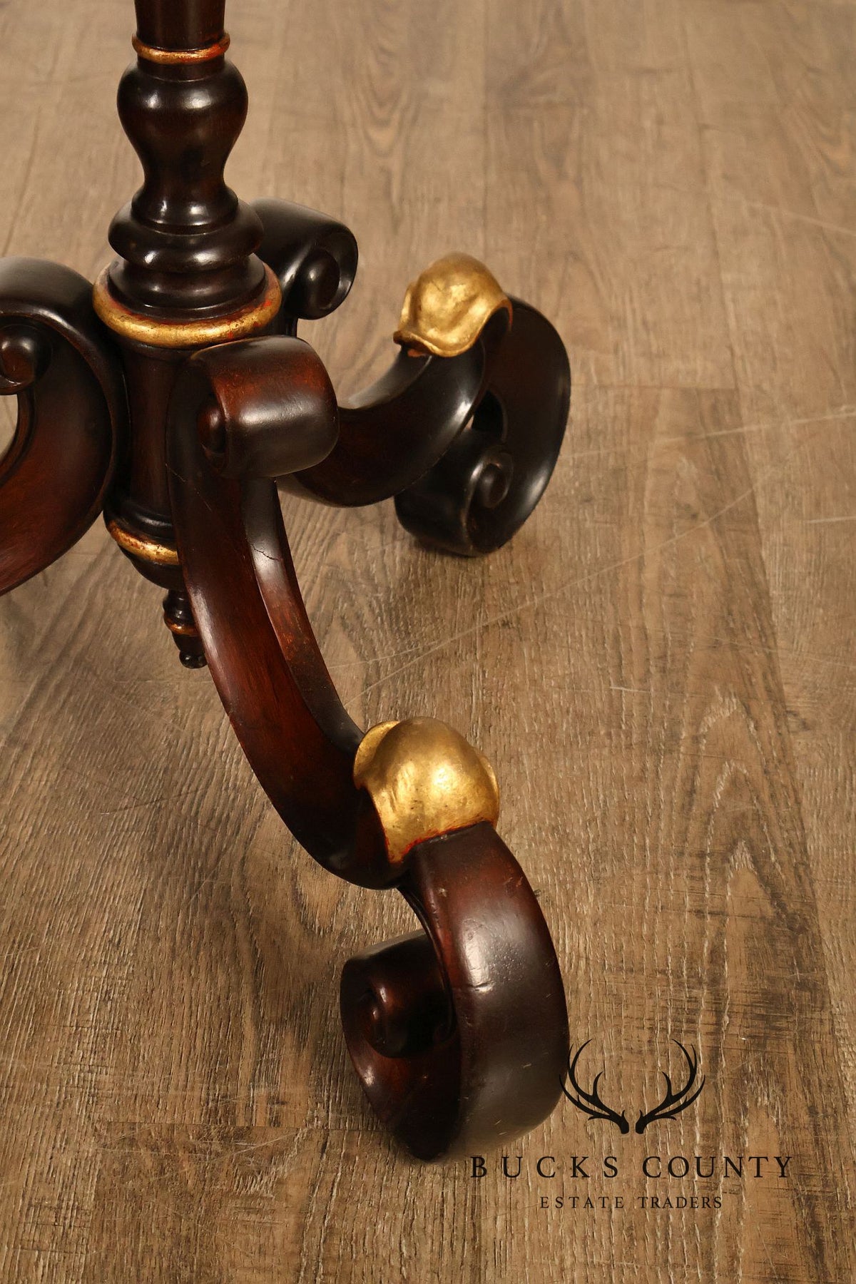 Italian Regency Style Mahogany And Gilt Pedestal Plant Stand