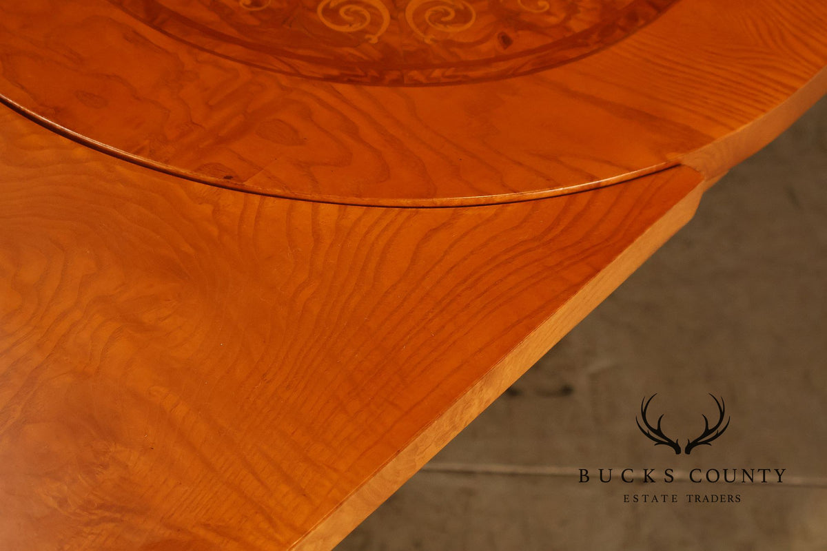 Ala Mobili Style Neoclassical Style Inlaid Double Pedestal Extension Dining Table