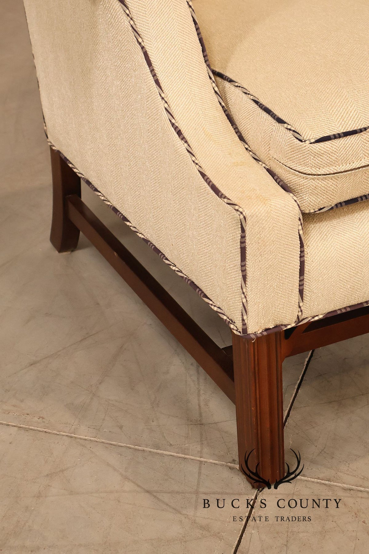 Ethan Allen Vintage Chippendale Style Upholstered Loveseat