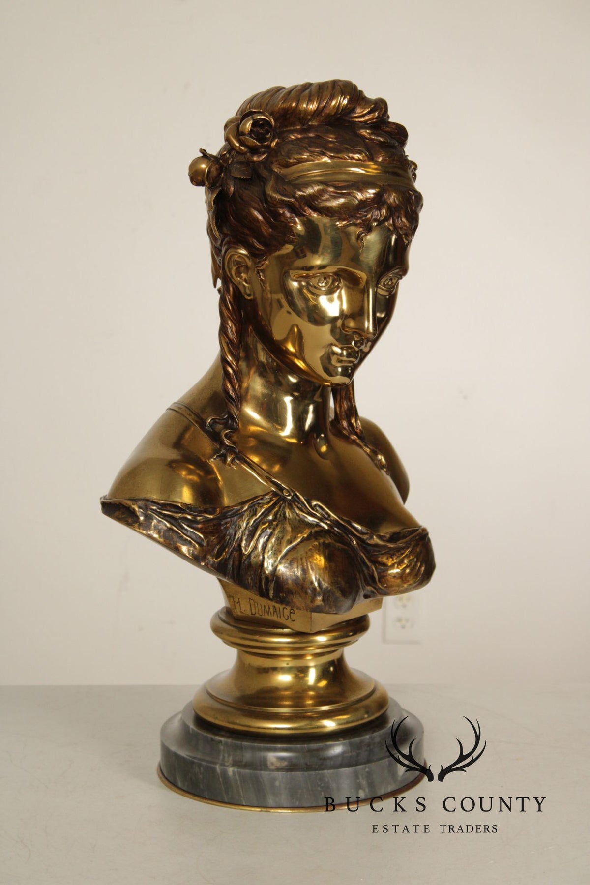 Etienne-Henri Dumaige Gilt Bronze Bust of a Woman