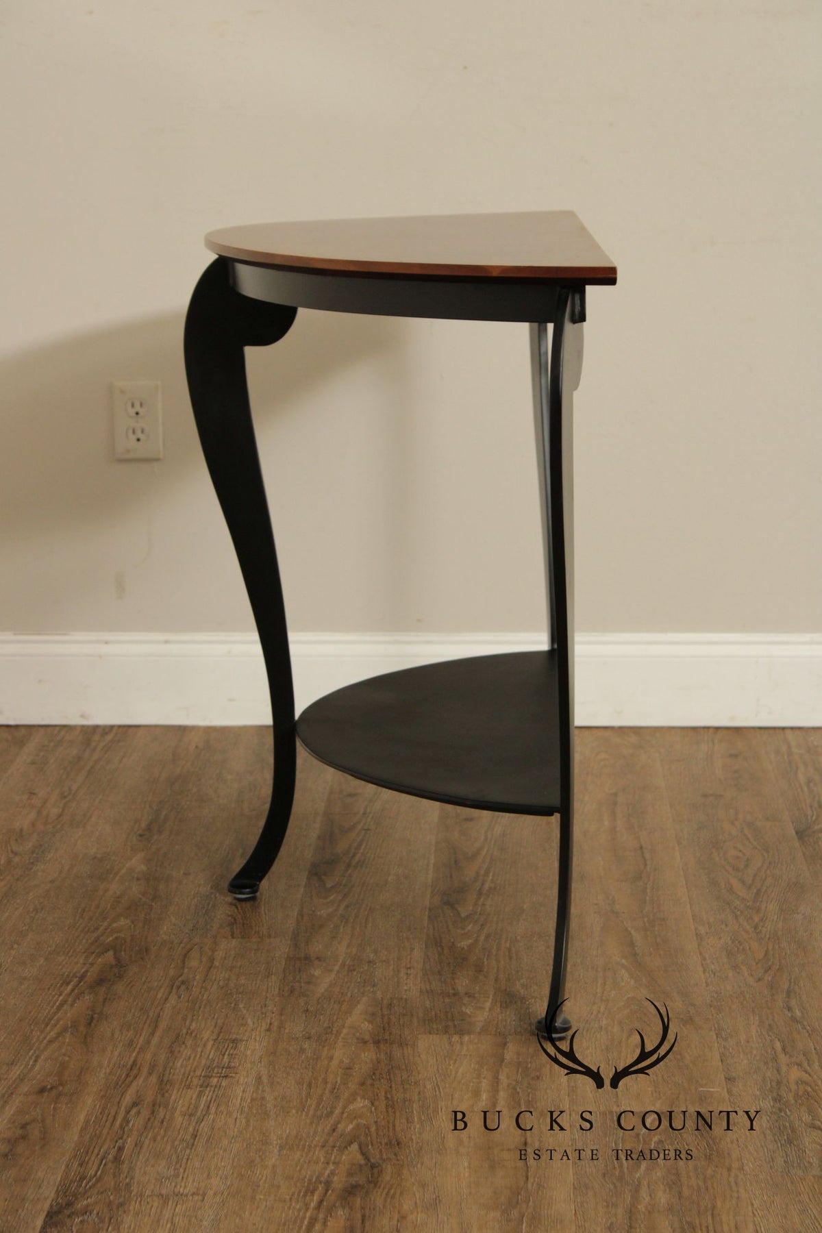 Ethan Allen Cherry Demilune Console Table With Metal Base
