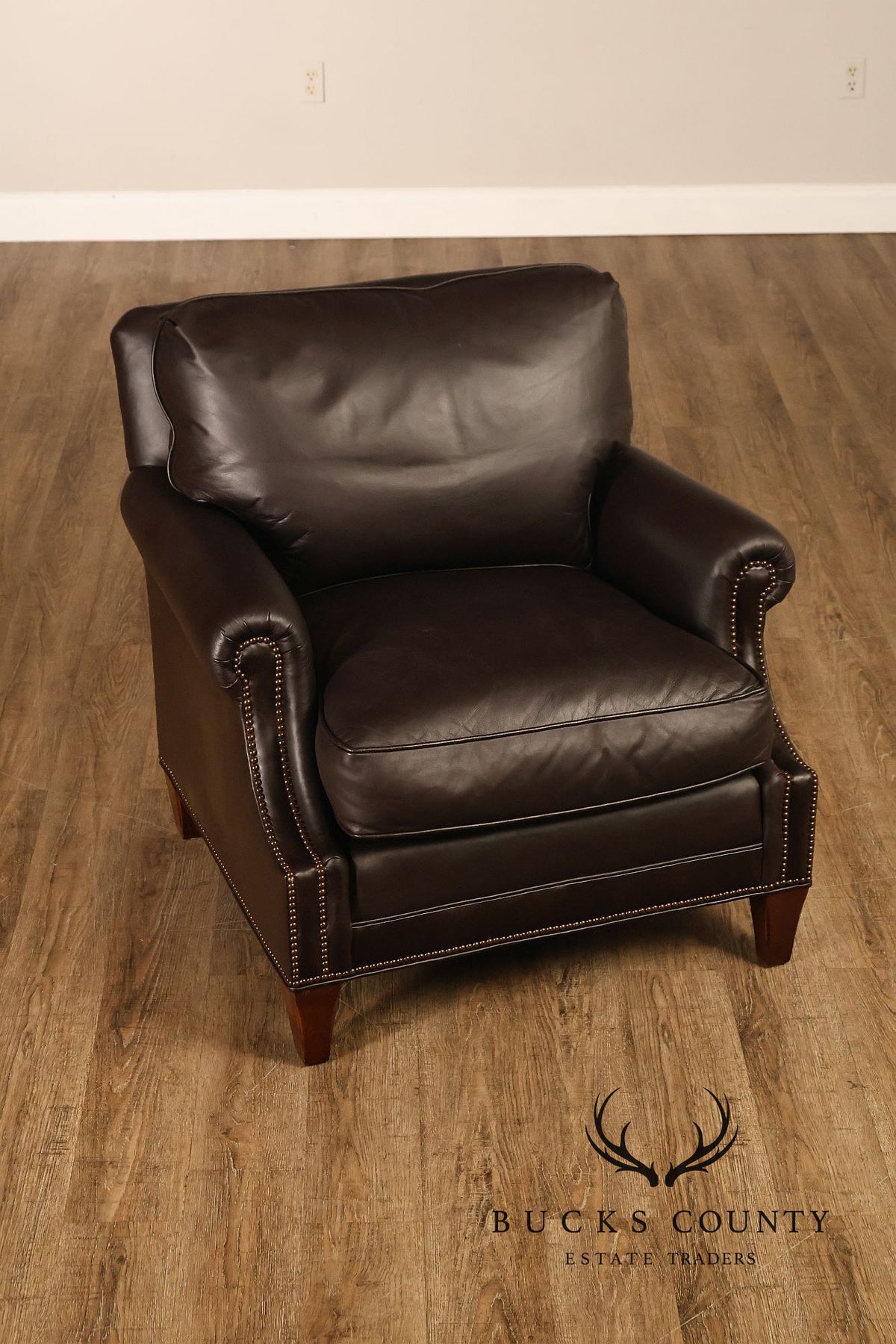 Baker Furniture Pair of Leather Club Chairs