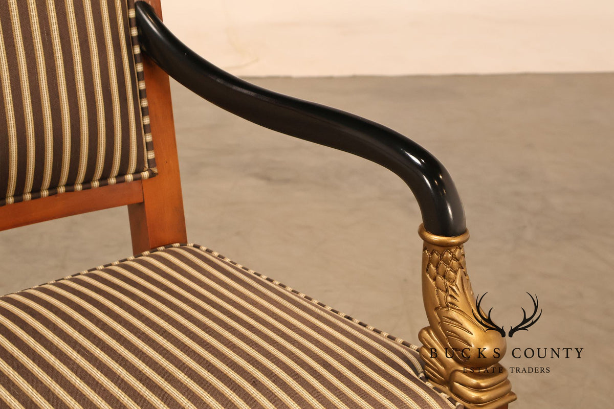 Century Furniture French Empire Style Dolphin Carved Armchair