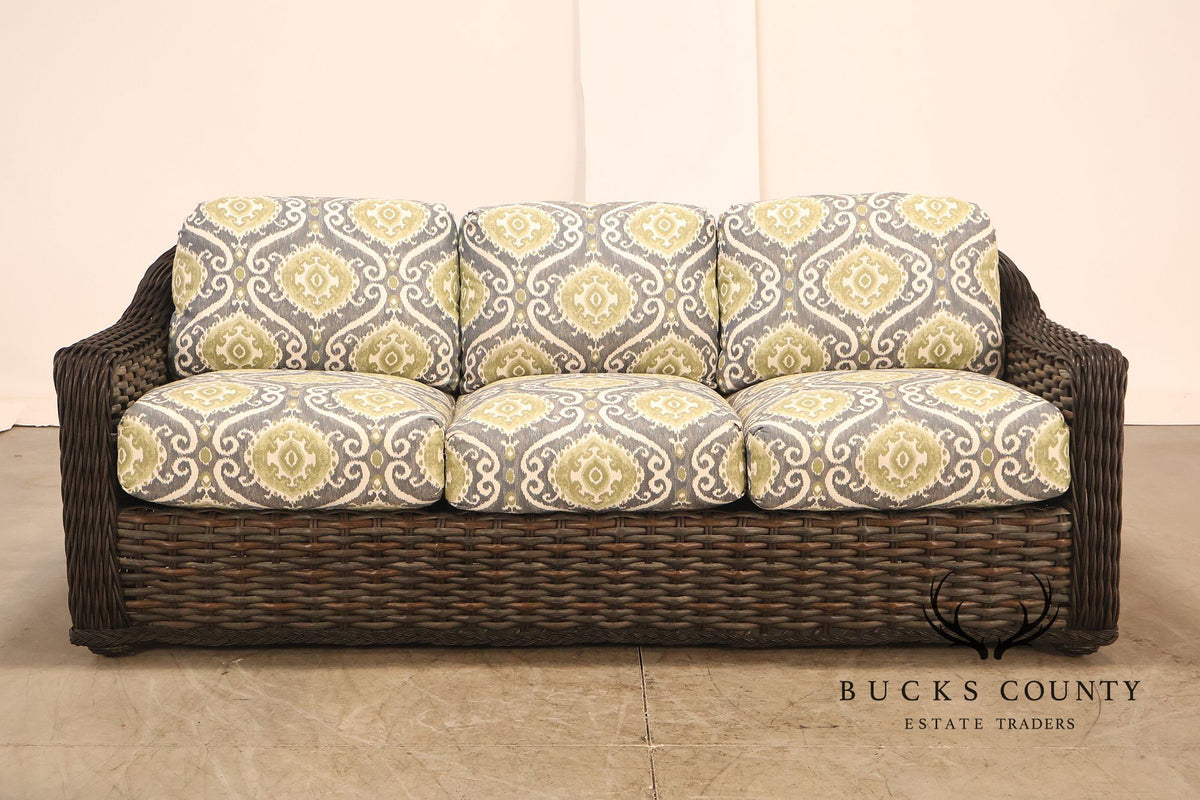 Lane Venture Woven Wicker Outdoor Sofa With Patterned Cushions