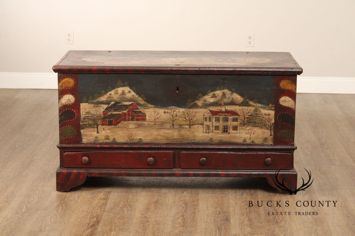 Antique Folk Art Painted Blanket Chest
