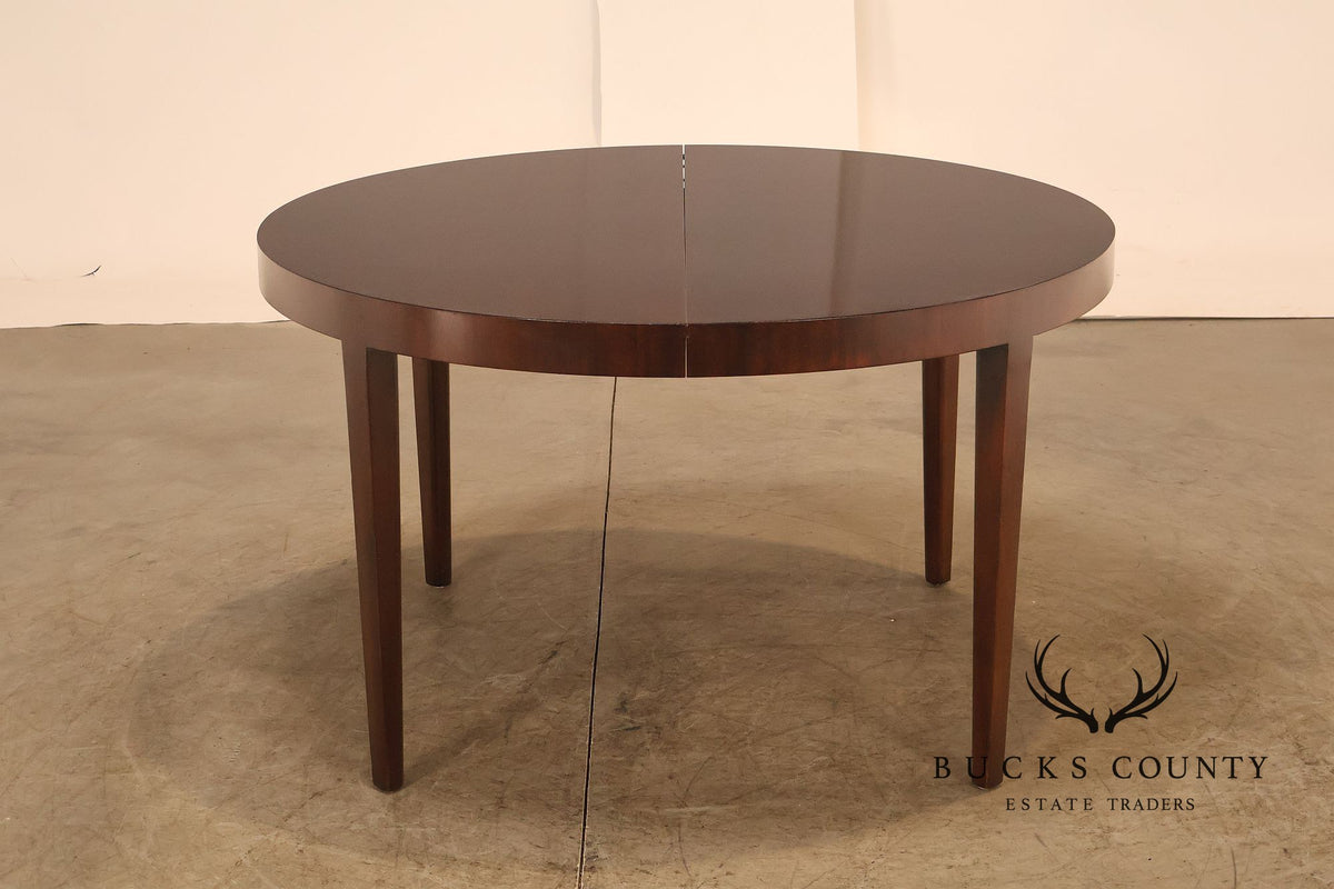 Dunbar Mid Century Modern Round Mahogany Extension Dining Table With Three Leaves