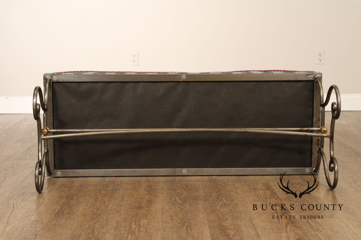 French Country Style Quality Forged Iron and Brass Window Bench
