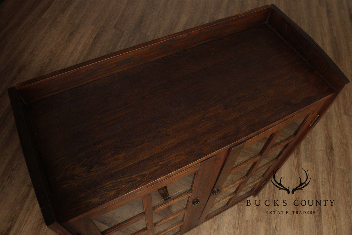 Antique Mission Oak Two Door Bookcase