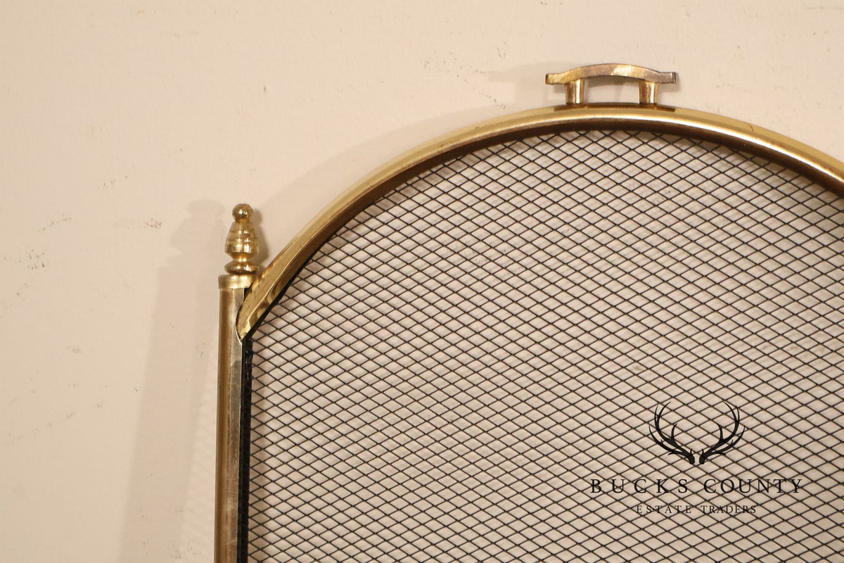 Traditional Four-Panel Arched Fireplace Screen