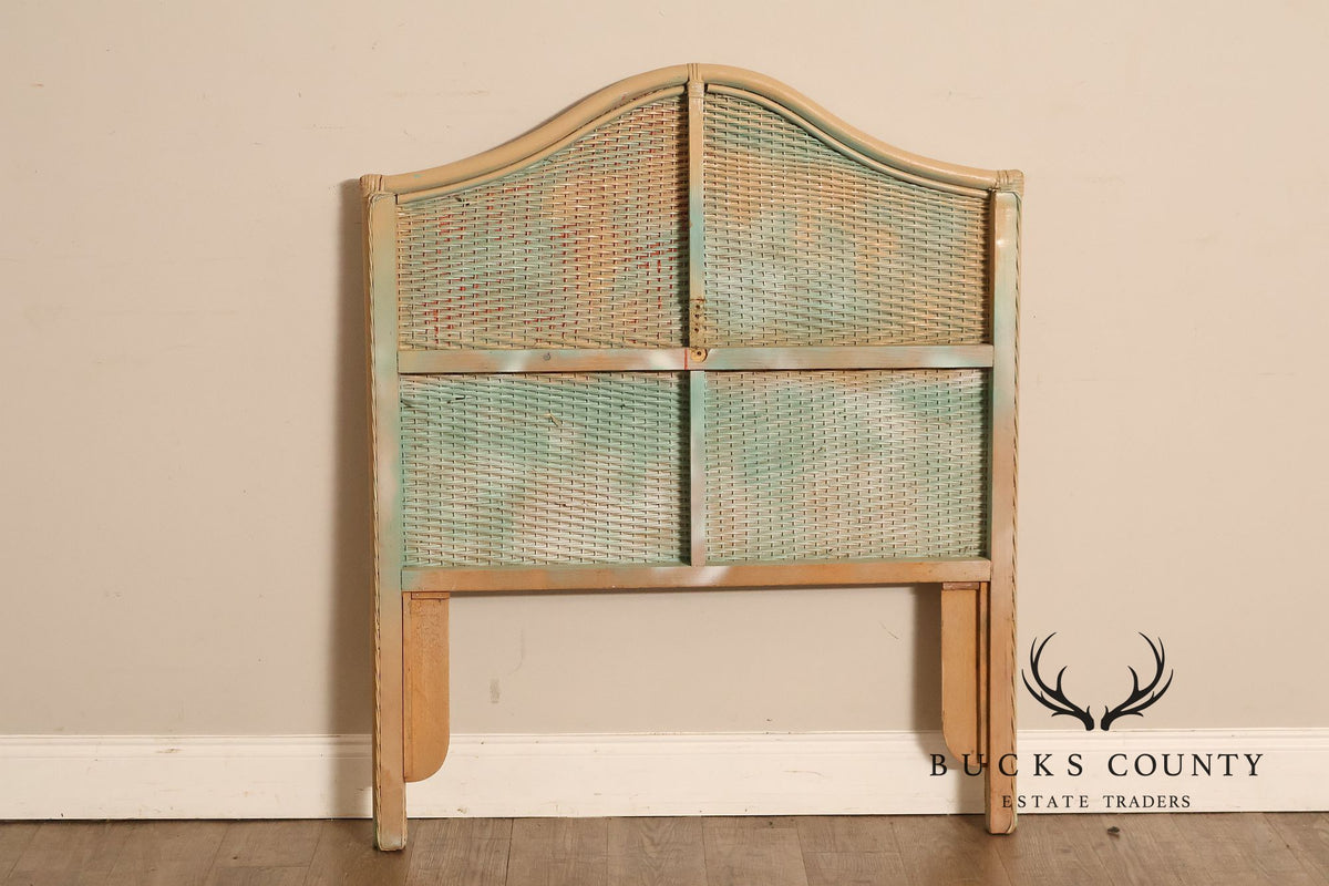 Vintage Coastal Style Pair of Twin Wicker Headboards