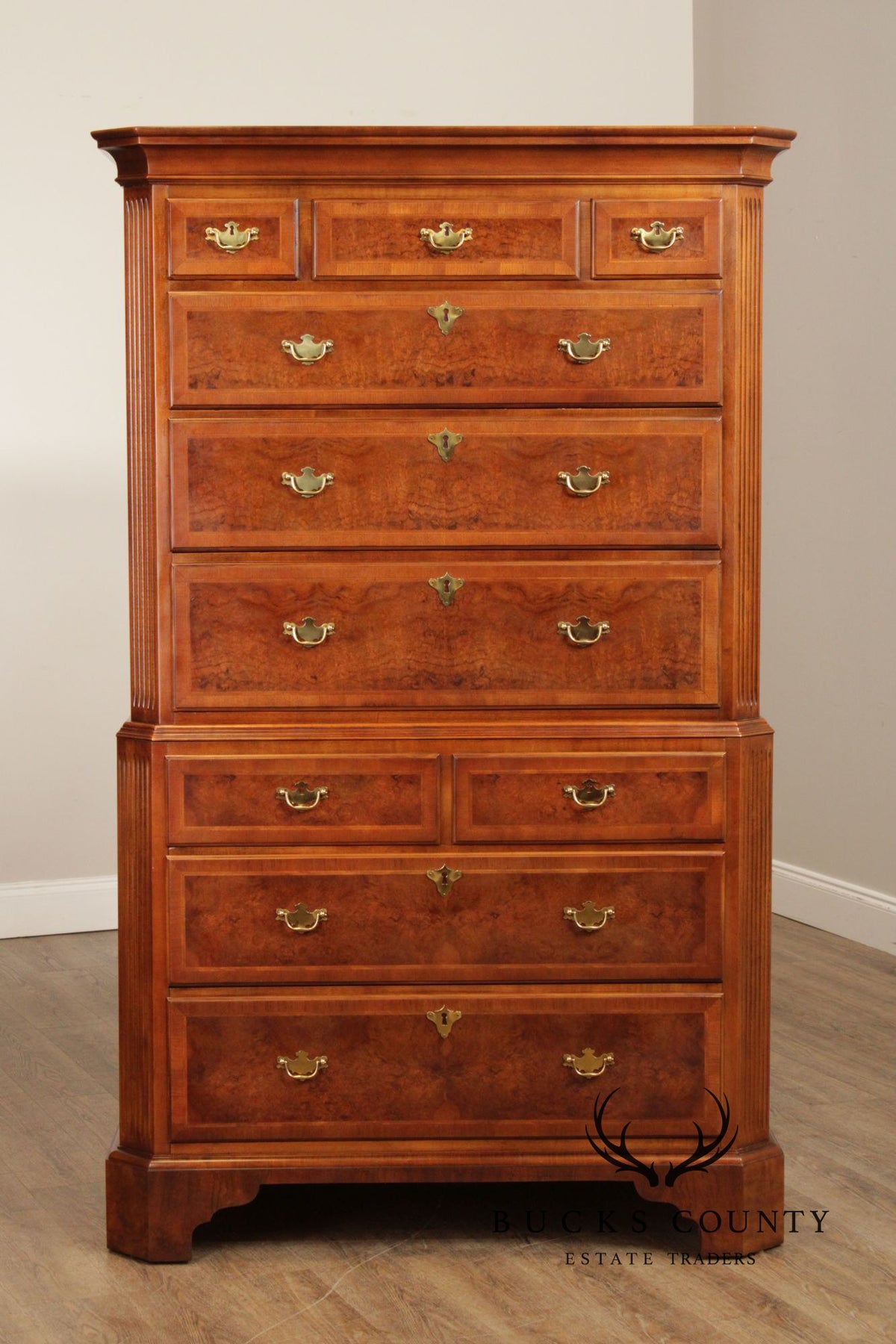 Century British National Trust Collection Burlwood Chest on Chest