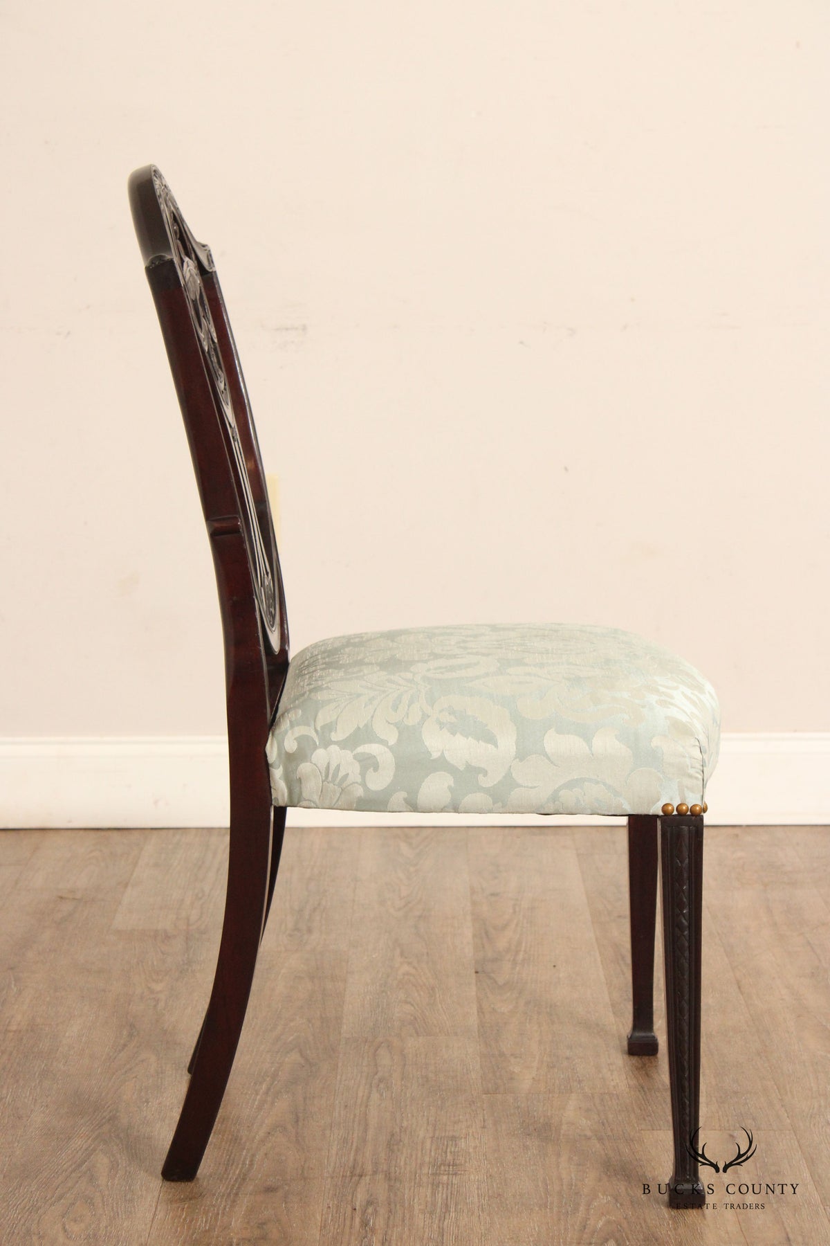 Hepplewhite Style Pair of Mahogany Shield-Back Side Chairs