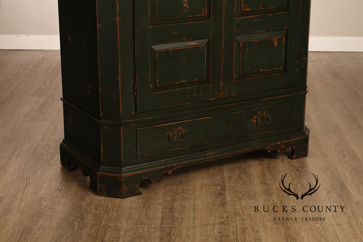 American Country Primitive Style Painted Linen Cabinet