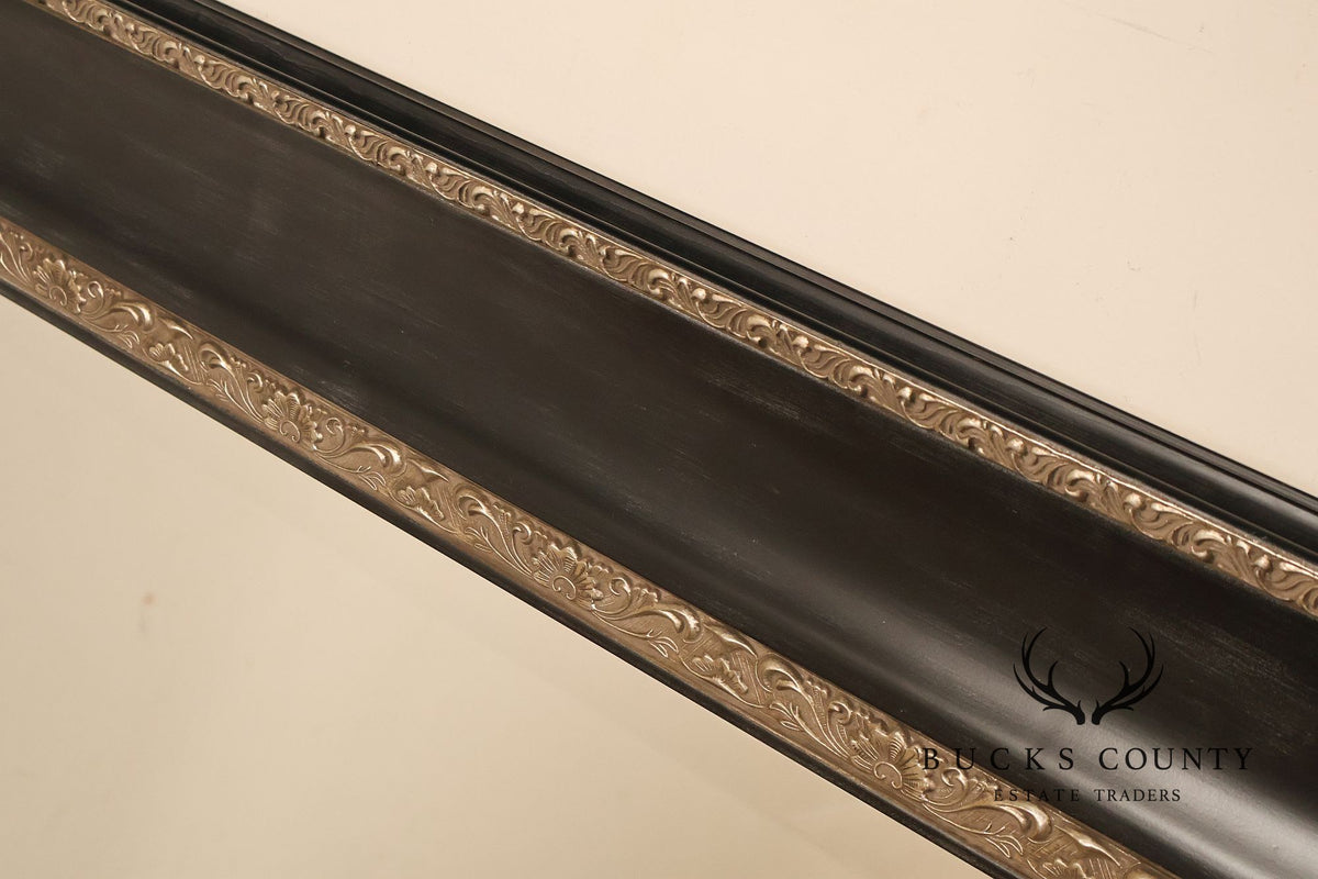 Large Black And Silver Beveled Wall Mirror