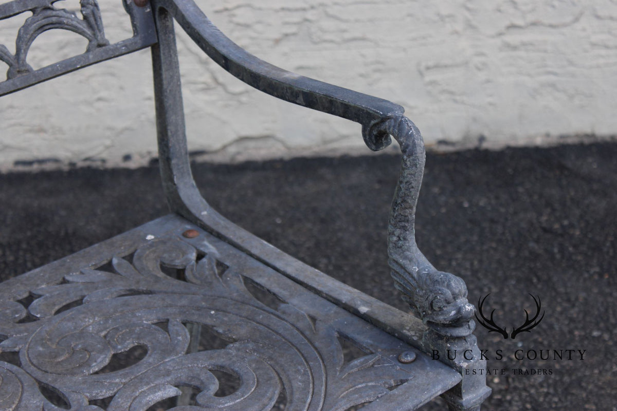 Cast Aluminum Neoclassical Style Outdoor Garden Armchair