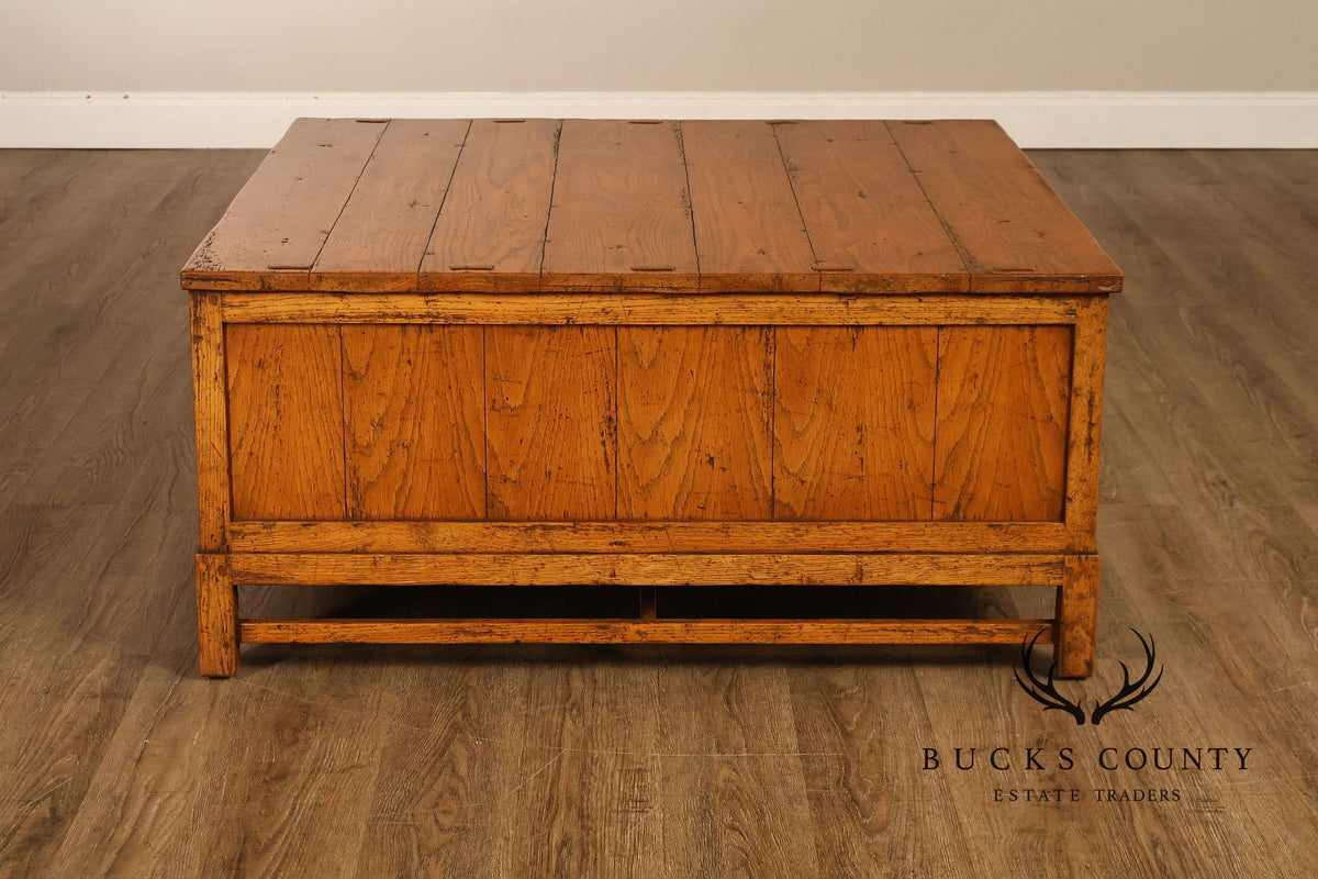 Guy Chaddock Antiqued Oak Storage Coffee Table