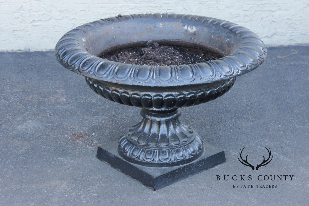 Large Cast Iron  Pair Of Garden Urn Planters