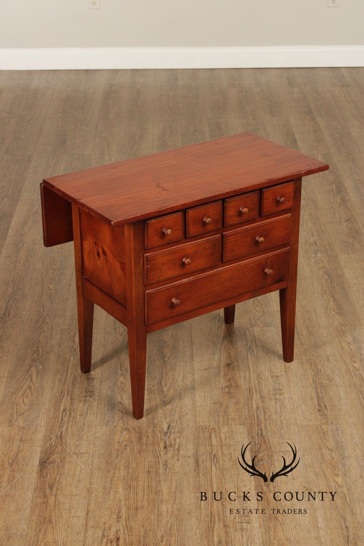 Shaker Style Custom Pine Drop-Leaf Sewing Cabinet