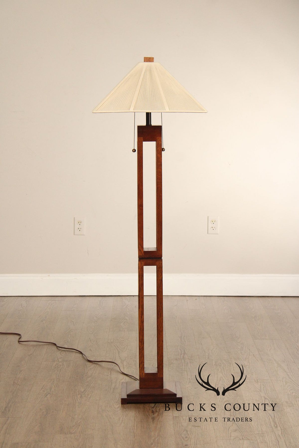 Quoizel Arts & Crafts Style Oak Floor Lamp