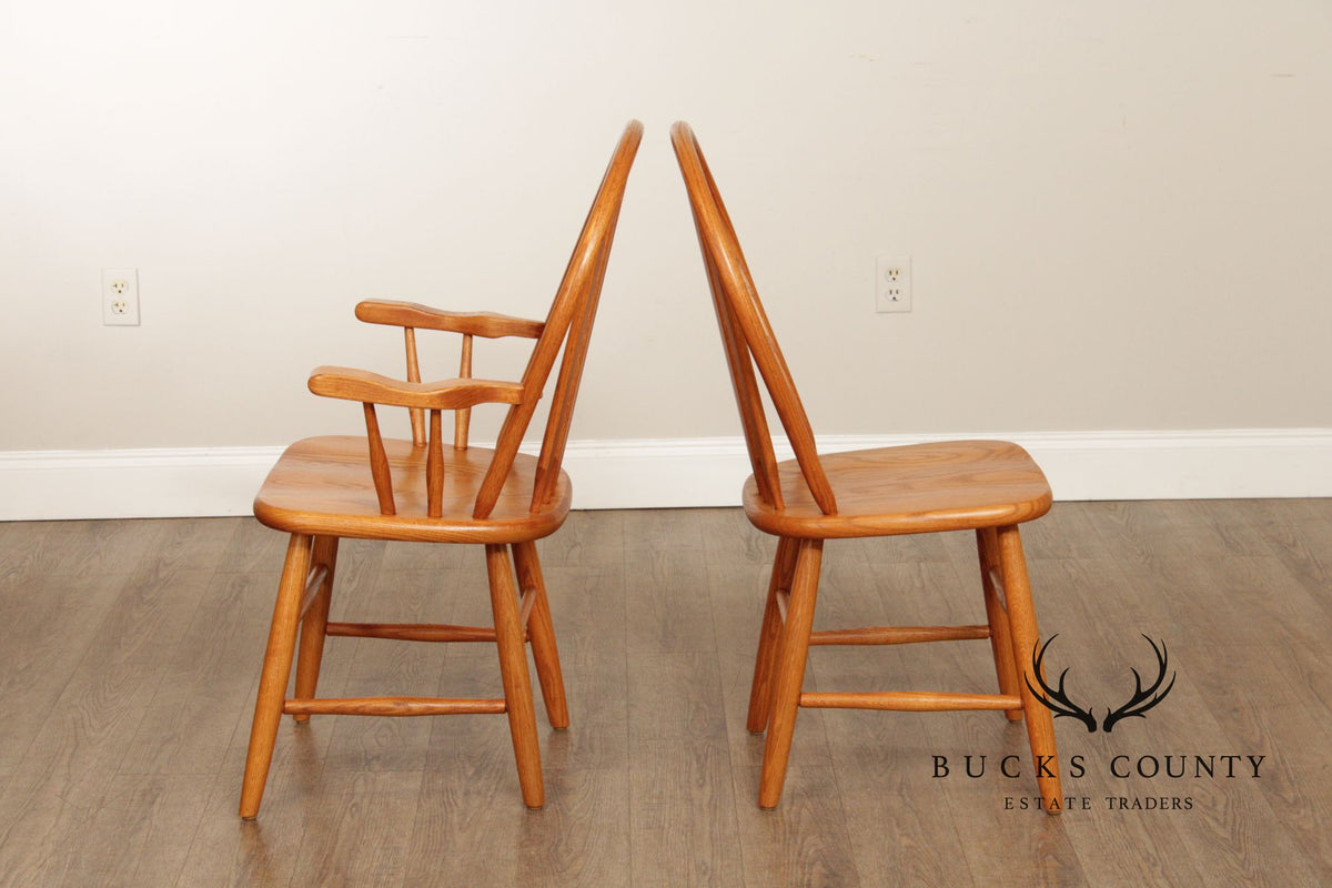 Traditional Set of Four Oak Windsor Dining Chairs