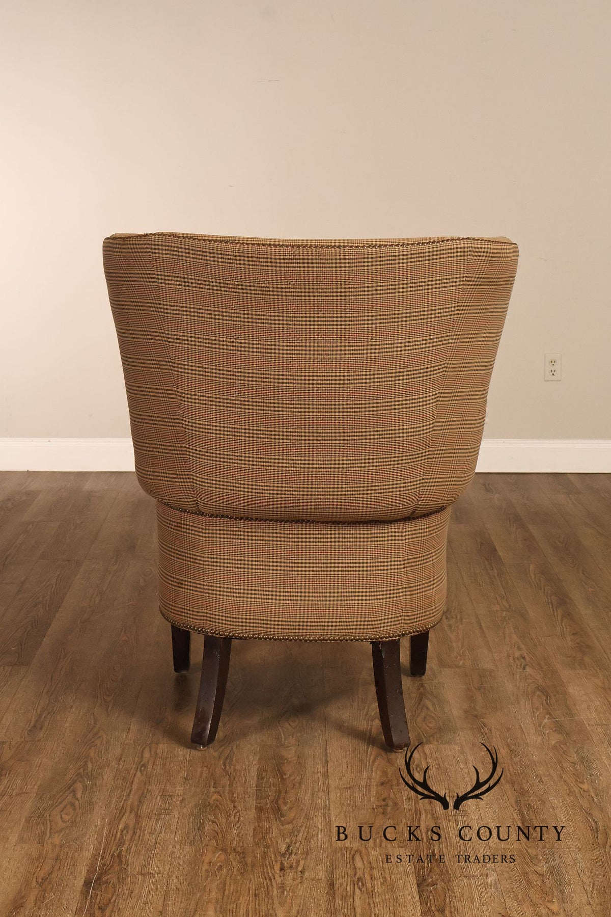 Ralph Lauren Traditional Plaid Upholstered Wingback Lounge Chairs