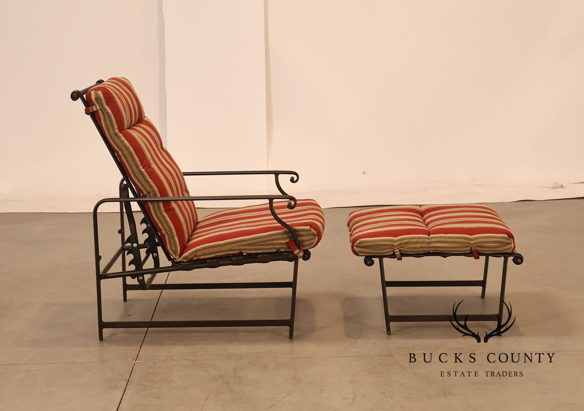 Brown Jordon Outdoor Patio Reclining Lounge Chair with Ottoman
