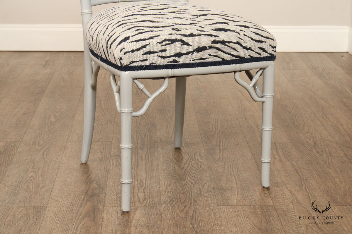 Hollywood Regency Set of Eight Faux Bamboo and Cane Dining Chairs