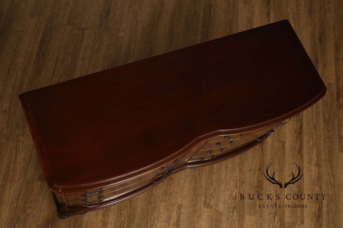 Traditional Mahogany Double Dresser With Carved Claw Feet