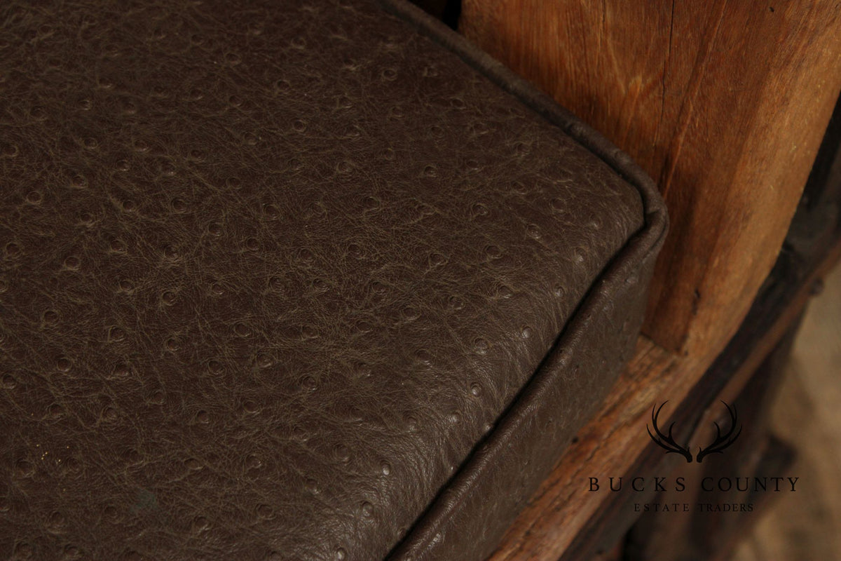 Antique Indian Teak Dowry Chest Settee