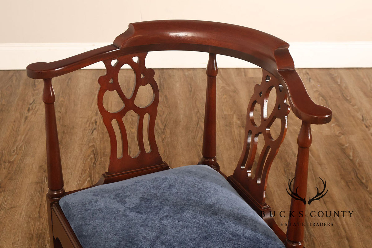 Chippendale Style Solid Mahogany Corner Chair
