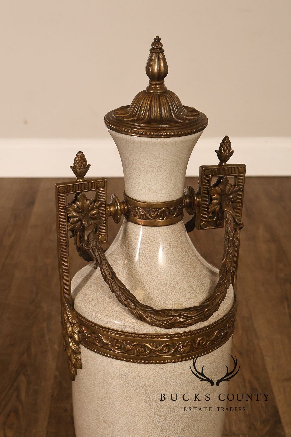 Neoclassical Style Crackle Glazed Porcelain Urn