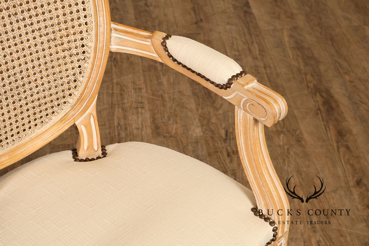 French Louis XVI Style Cane Back Armchair