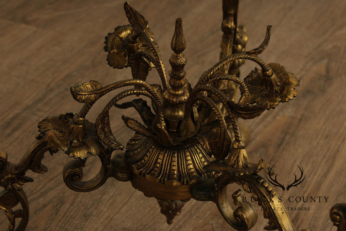 Italian Rococo Gilt Metal Marble Top Accent Table