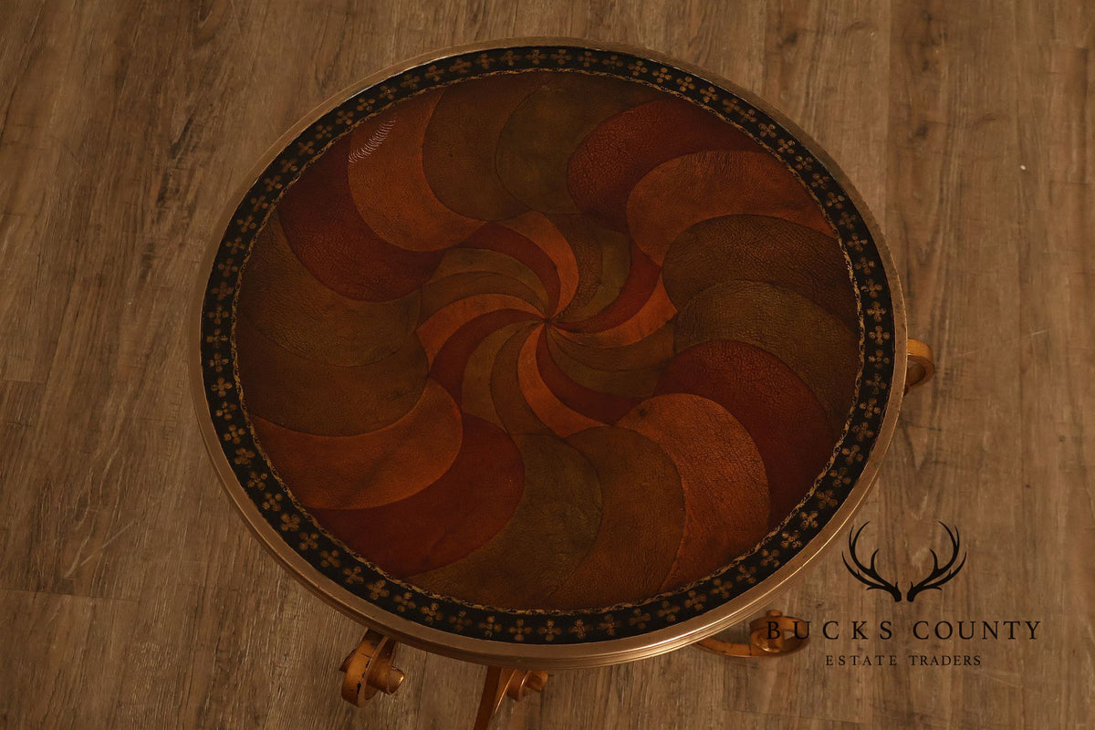 Theodore Alexander Decorative Swirl Accent Table with Metal Scroll Base