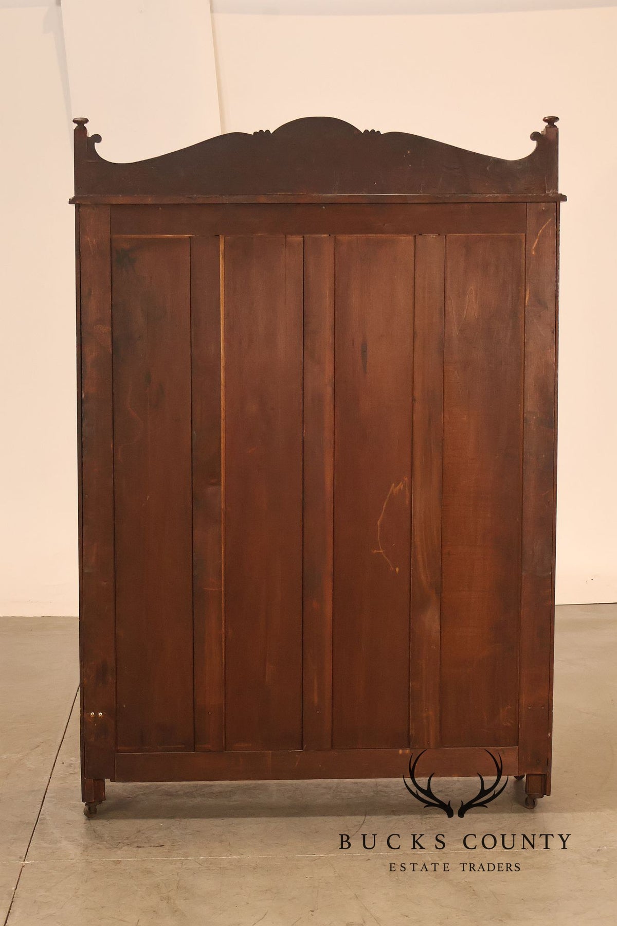 Antique Victorian Carved Walnut and Glass Bookcase