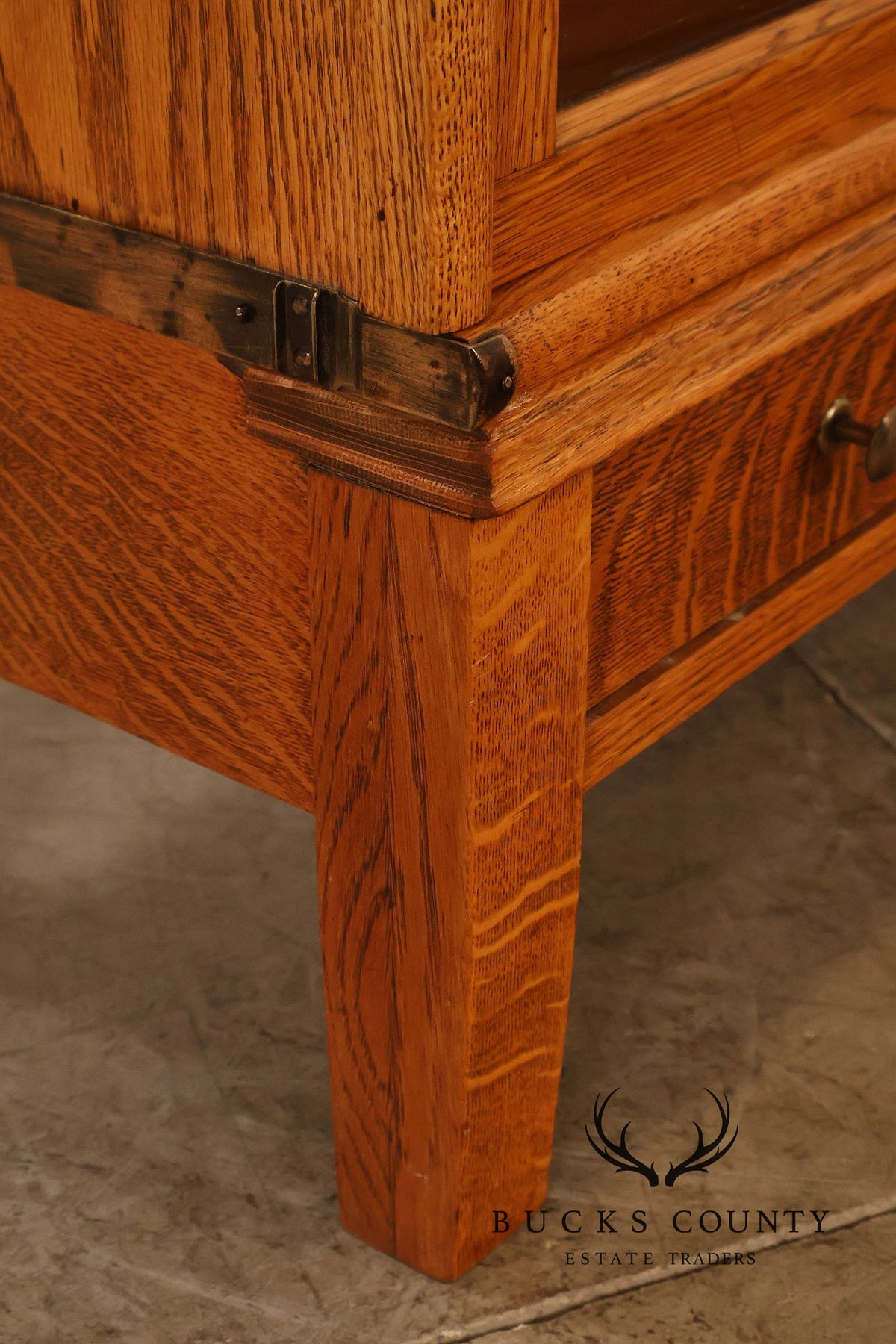 Arts & Crafts Three-Stack Oak Barrister Bookcase