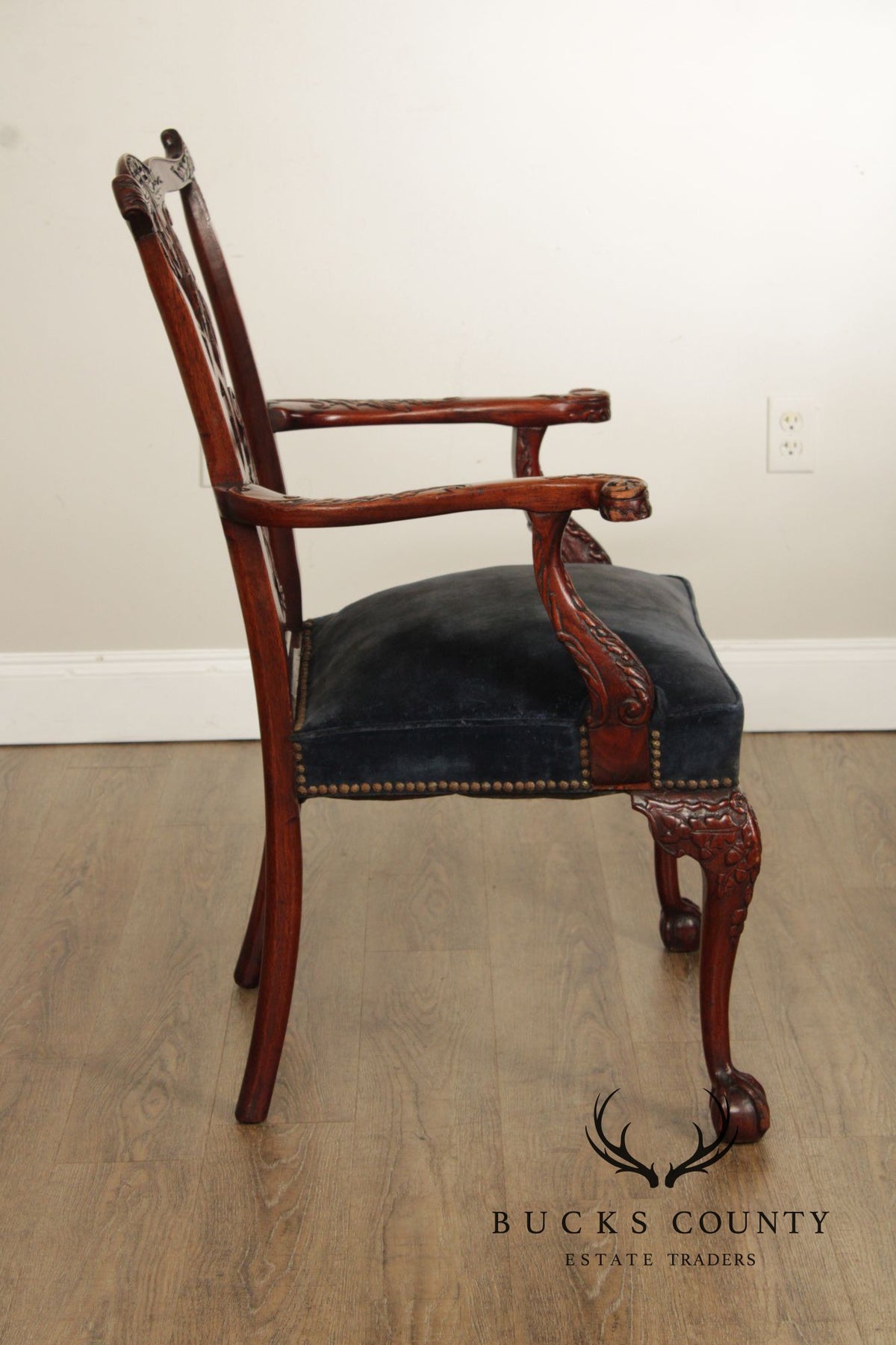 Chippendale Style Carved Mahogany Armchair