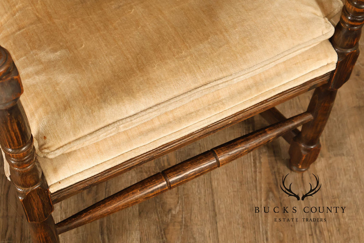 Tudor Style Pair of Oak Armchairs