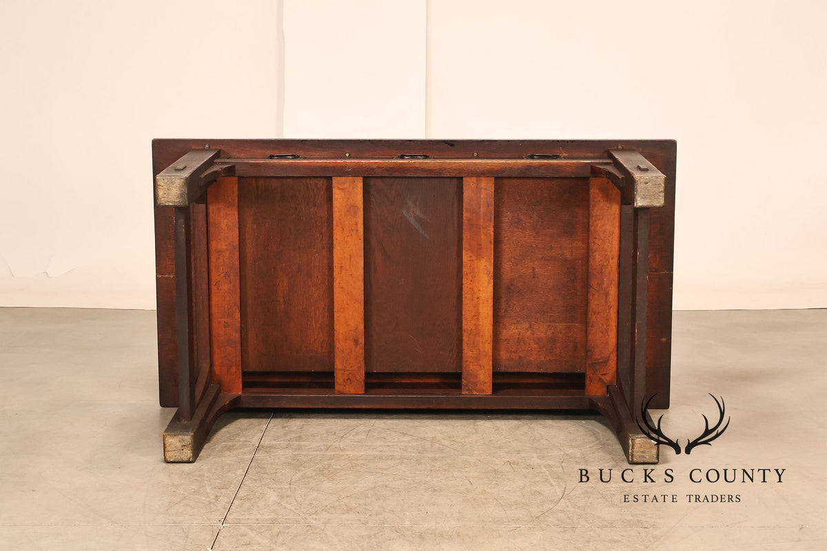 Early Gustav Stickley No. 460 Oak Library Table With Rare  Hardware