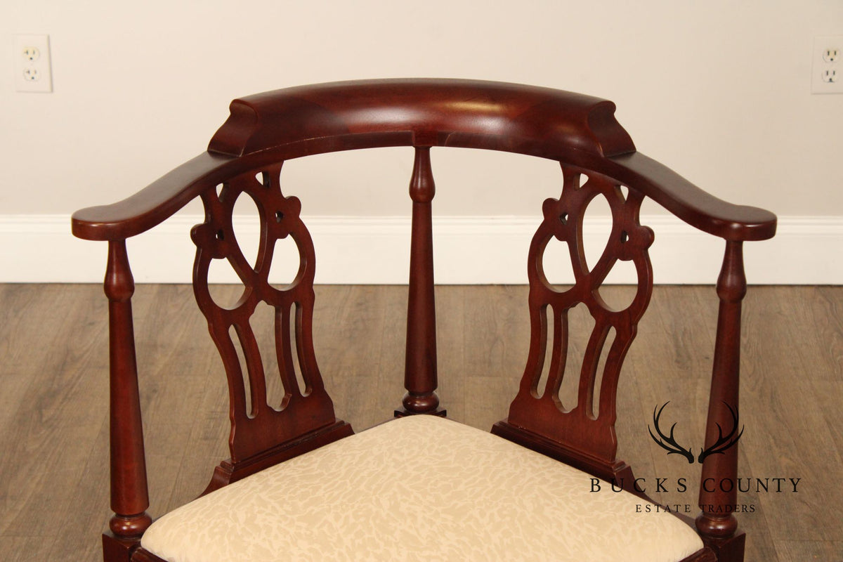 Hickory Chair Chippendale Style Pair of Mahogany Corner Chairs