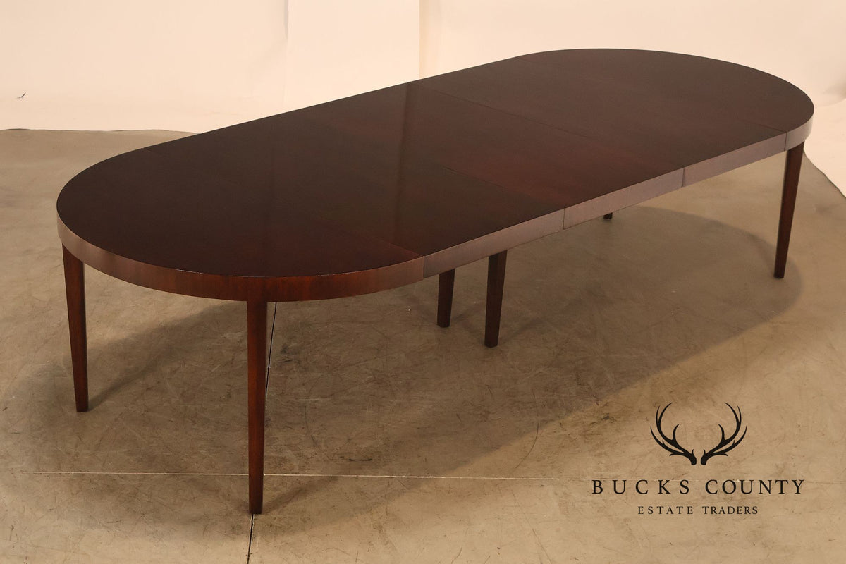Dunbar Mid Century Modern Round Mahogany Extension Dining Table With Three Leaves