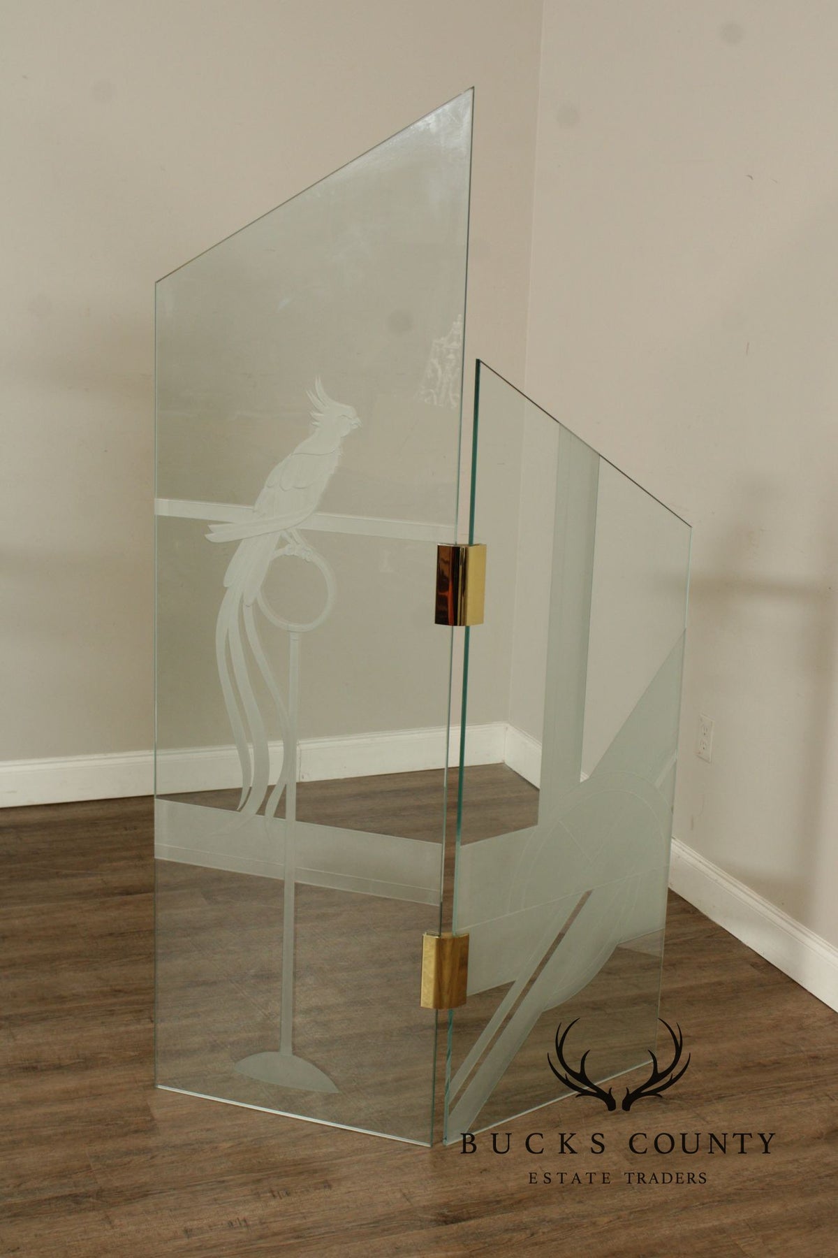 1980's Art Deco Style Glass Four-Panel Room Divider